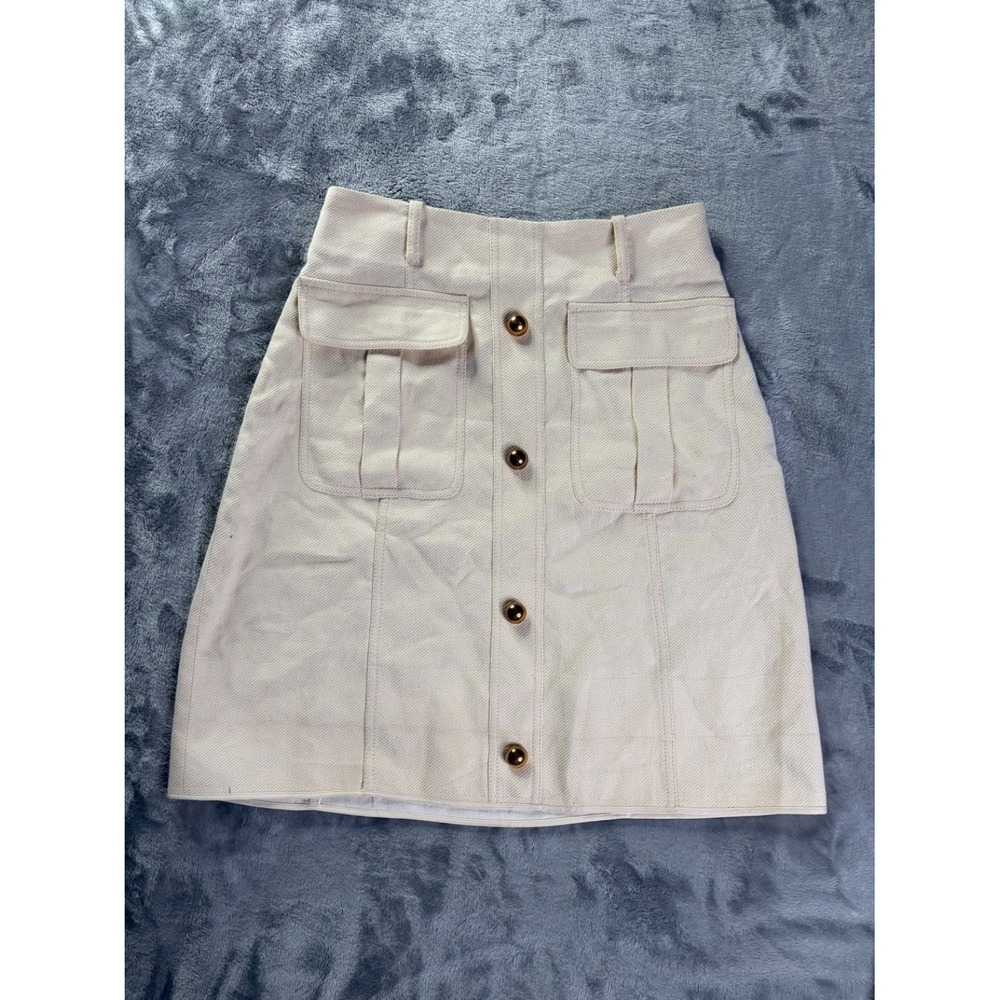 Kate Spade New York Cargo Mini Skirt Womens 2 Ivory Button Front buttons pockets